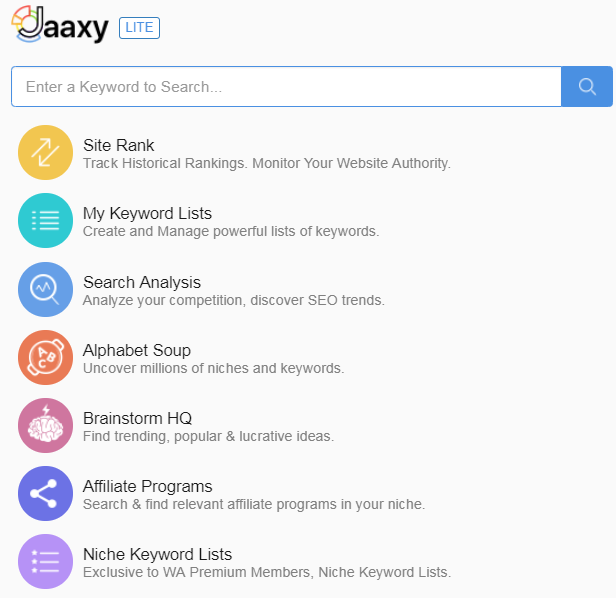 Jaaxy Keyword Search tool