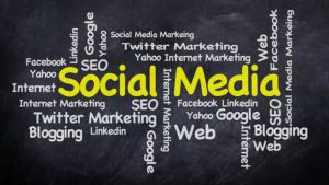 social media on black board