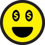 smiley face with money eyes
