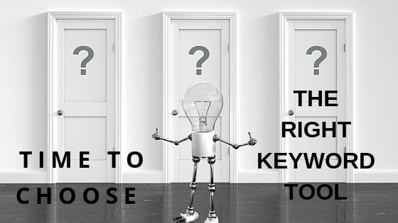 three doors to choose from and a text that says time to choose the right keyword tool