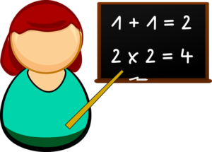 teacher teaching maths on a blackboard
