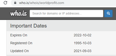 worldprofit register date