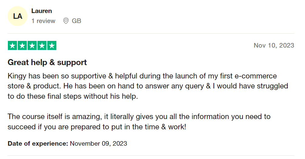 ecom warrior academy positive review