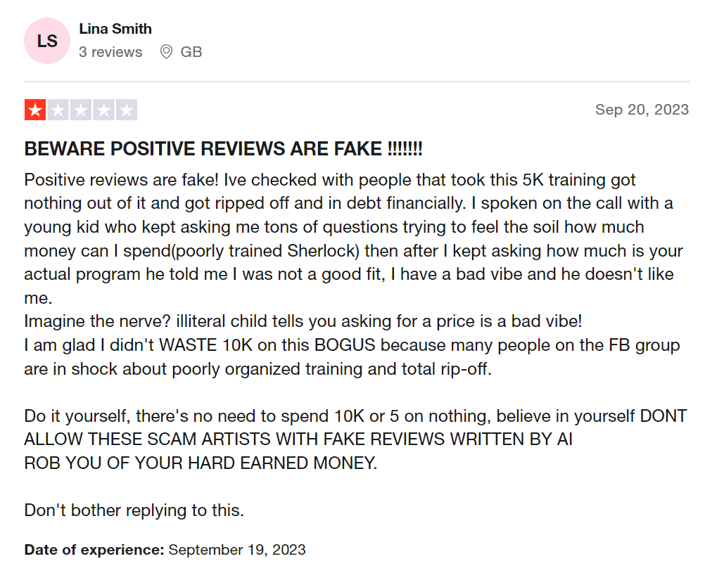Lina Smith negative review