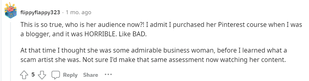 negative review of jenna's course