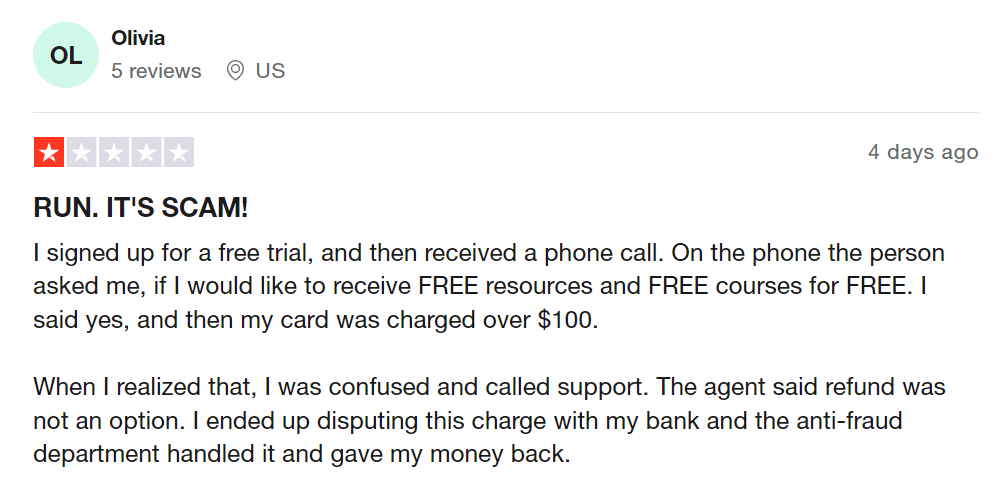 Negative review of Shaw Academy